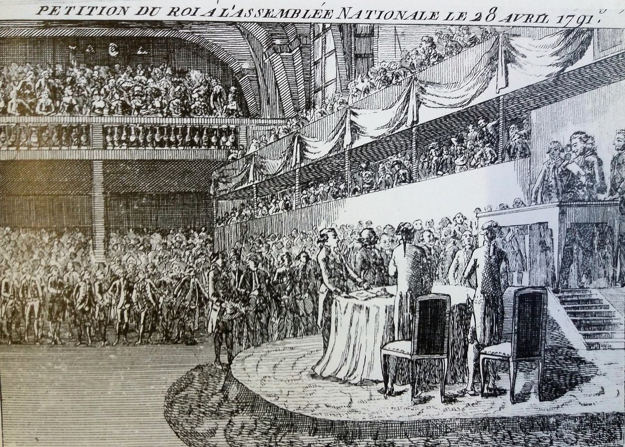 Koning Lodewijk XVI vraagt de Vergadering door Gravure non signée