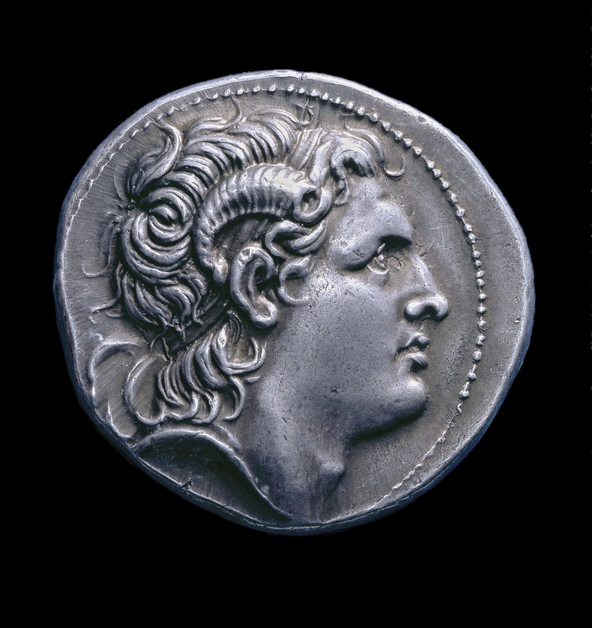 Oude Griekse zilveren munt uit Pella, 286-281 v.Chr. door Greek