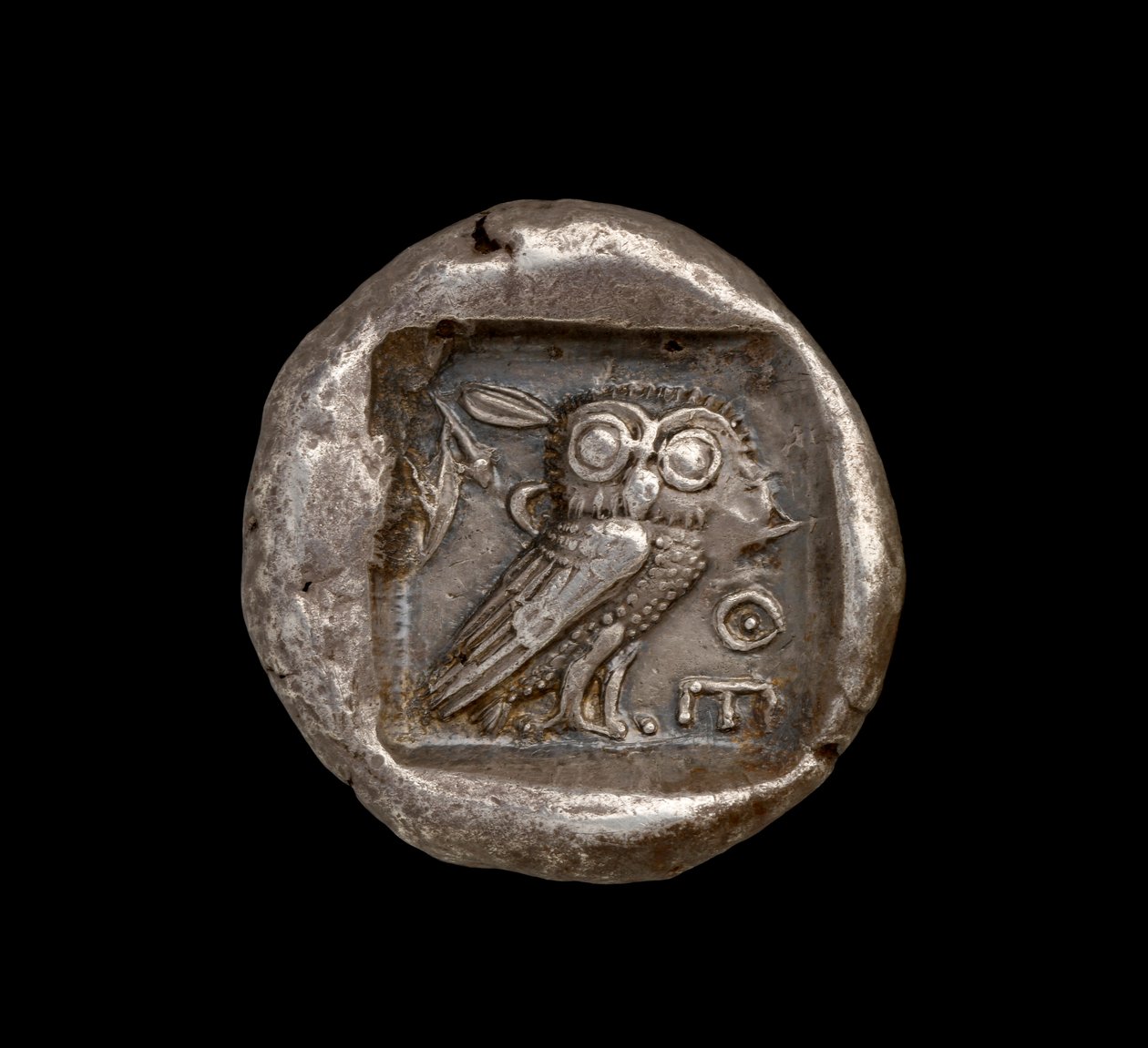 Athena-munt, achterzijde met de uil van Athene, c.440 v.Chr. door Greek