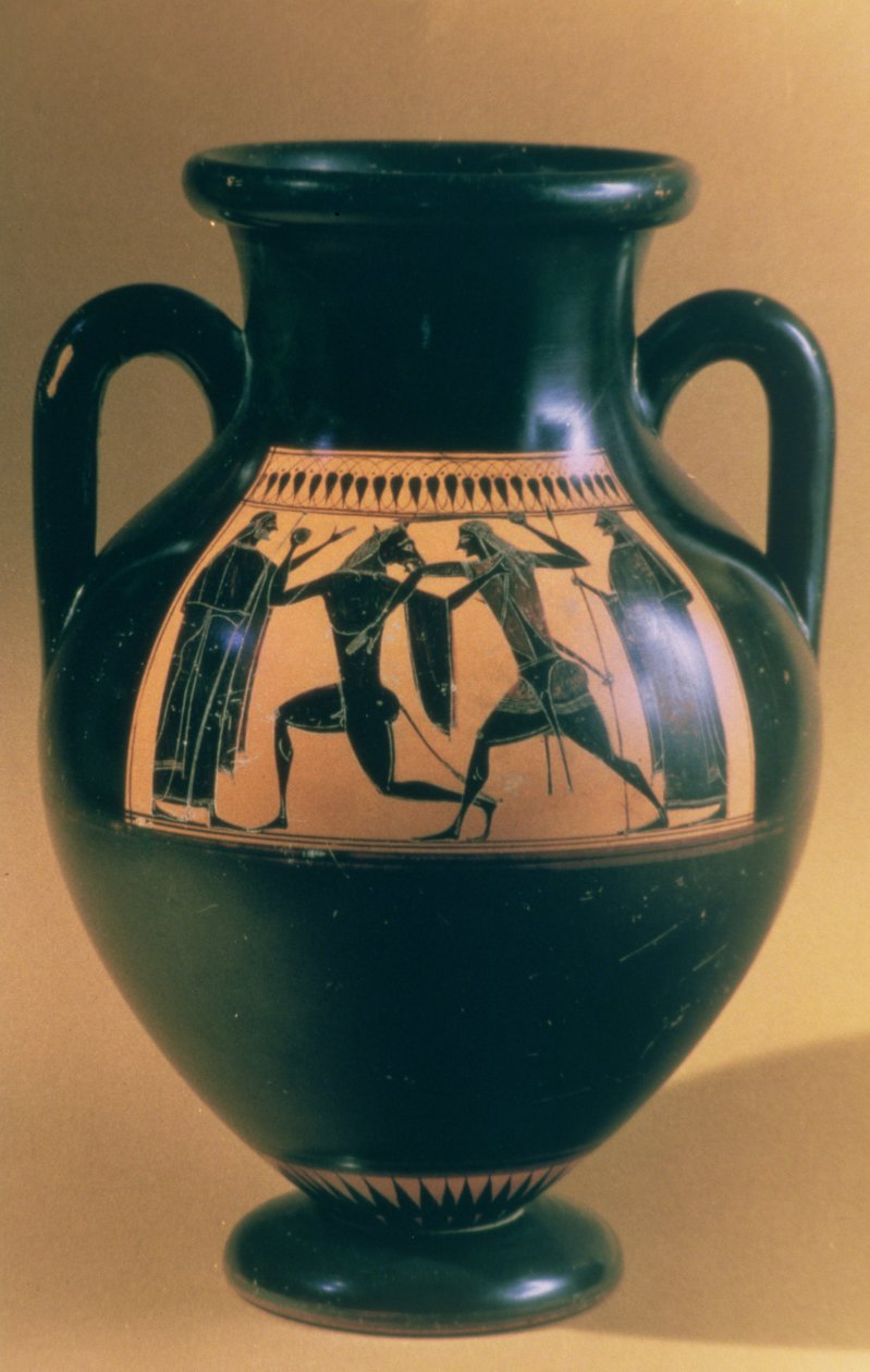 Attische zwarte figuur amphora met Theseus en de Minotaurus, c.540-30 v.Chr. door Greek