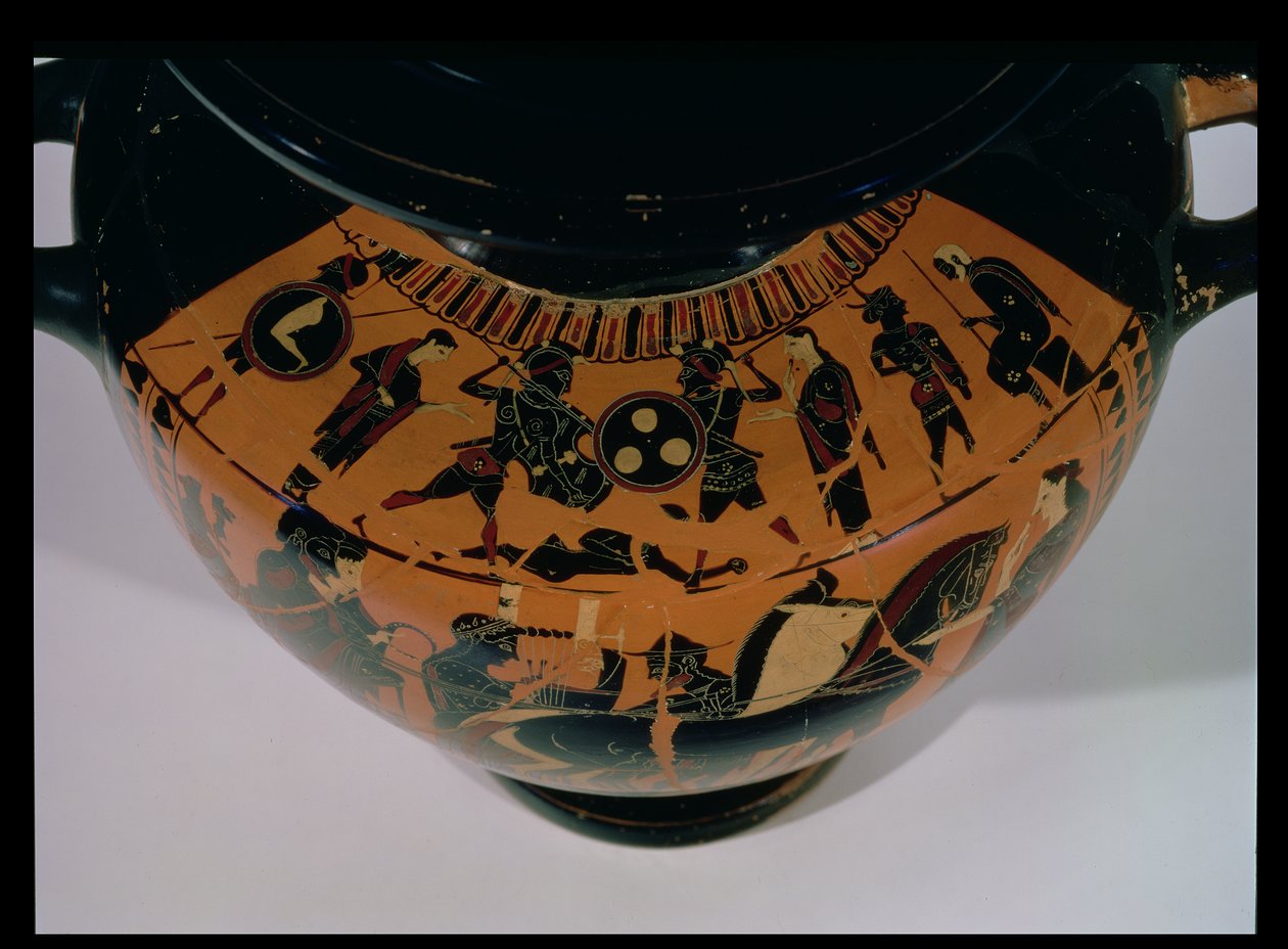Attische zwartfigurige hydria (detail) door Greek