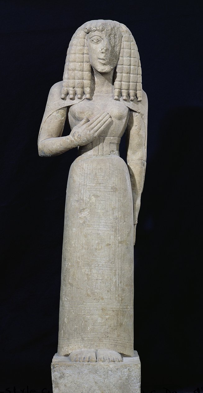 Vrouwelijk standbeeld, bekend als de Auxerre Godin, ca. 640-630 v.Chr. door Greek