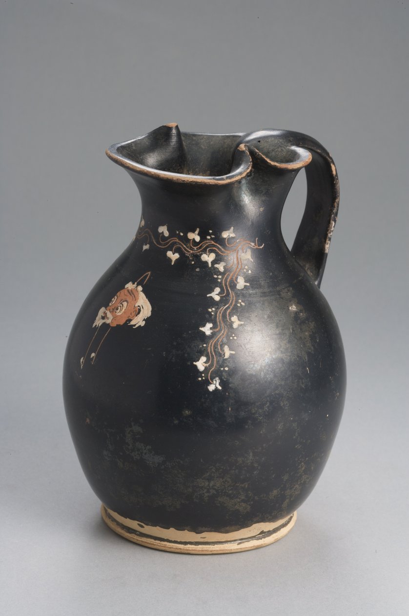 Gnathian geglazuurde oinochoe, Konnakis Groep (terracotta) door Greek