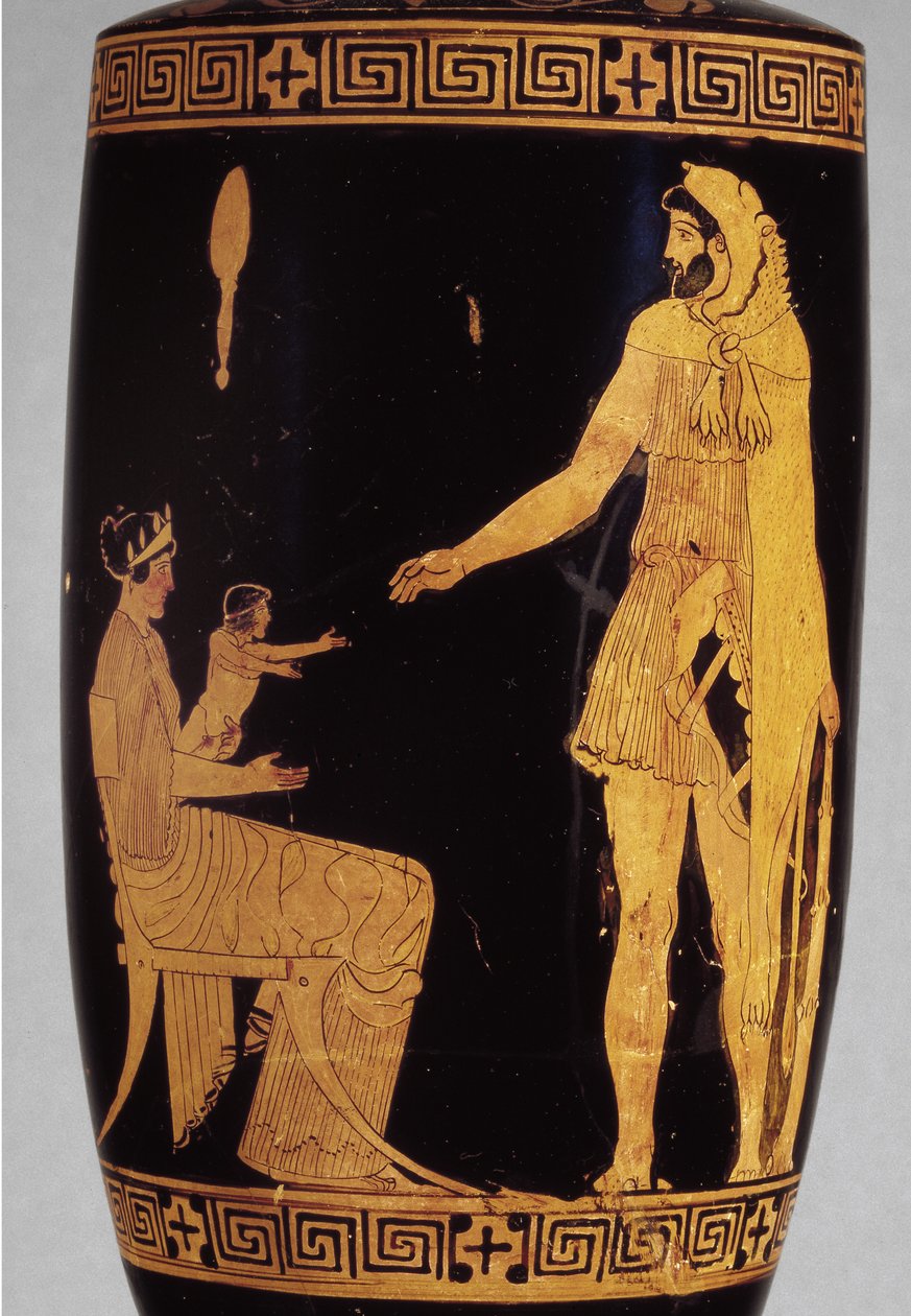 Attische roodfigurige lekythos die Herakles afbeeldt (detail) door Greek