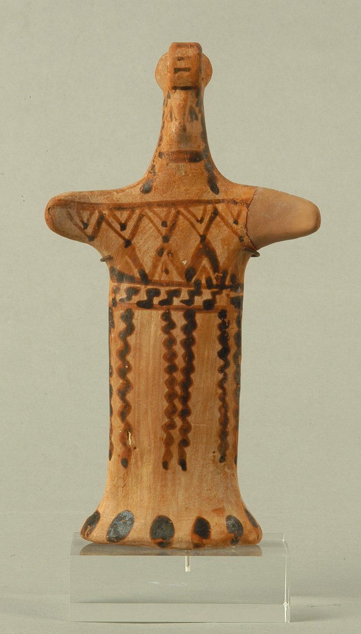 Beeldje van een staande vrouw, Boeotische werkplaats, Archaïsche Periode door Greek