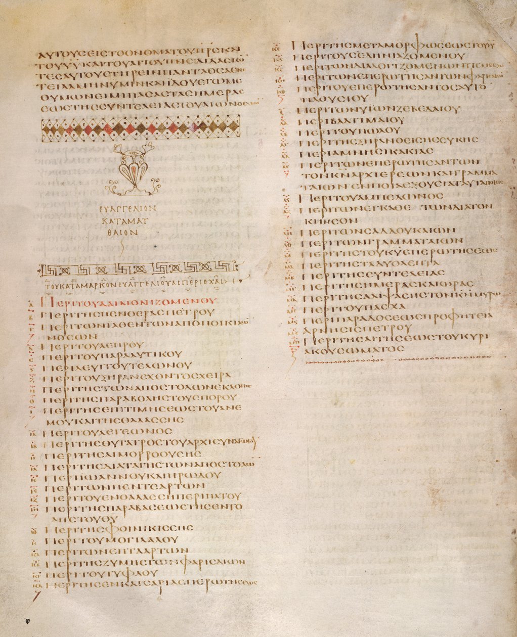 Tafel van Kephalaia, St. Marcus Evangelie, uit de 