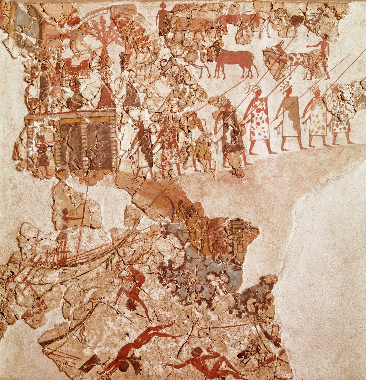 De dood van Libiërs, Akrotiri fresco, Thera (nu Santorini) (Griekenland), Minoïsche beschaving door Greek School