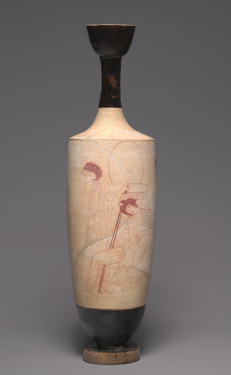 Wit-Grond Lekythos (funerair oliekruikje), c.420 v.Chr. door Greek School