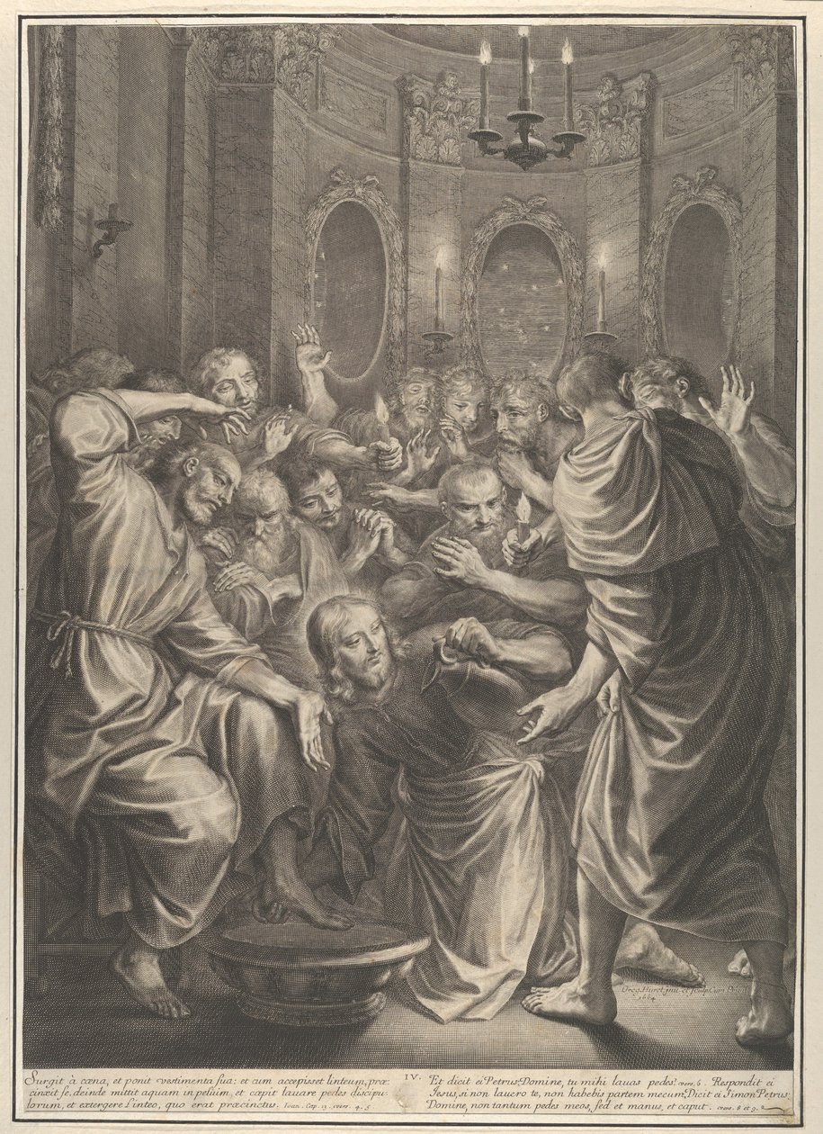 Christus wast de voeten van zijn discipelen, uit De passie van Christus, plaat 4 door Gregoire Huret