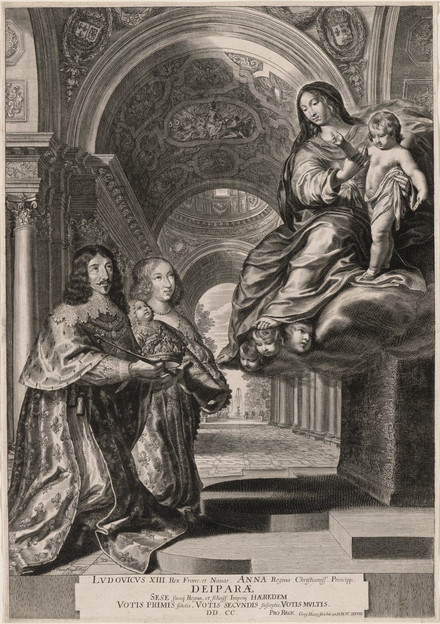 De gelofte van Lodewijk XIII (Lodewijk XIII en zijn vrouw, Anna van Oostenrijk, vertrouwen de nieuwe prins en de kroon toe aan de Maagd) door Gregoire Huret