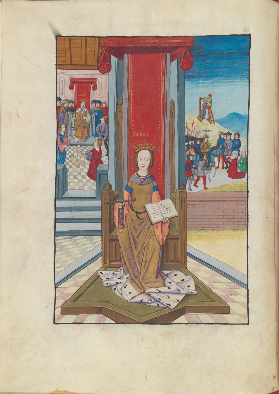 Justitia Justice uit Margareta Philosophica, 16e eeuw door Gregor, Reisch