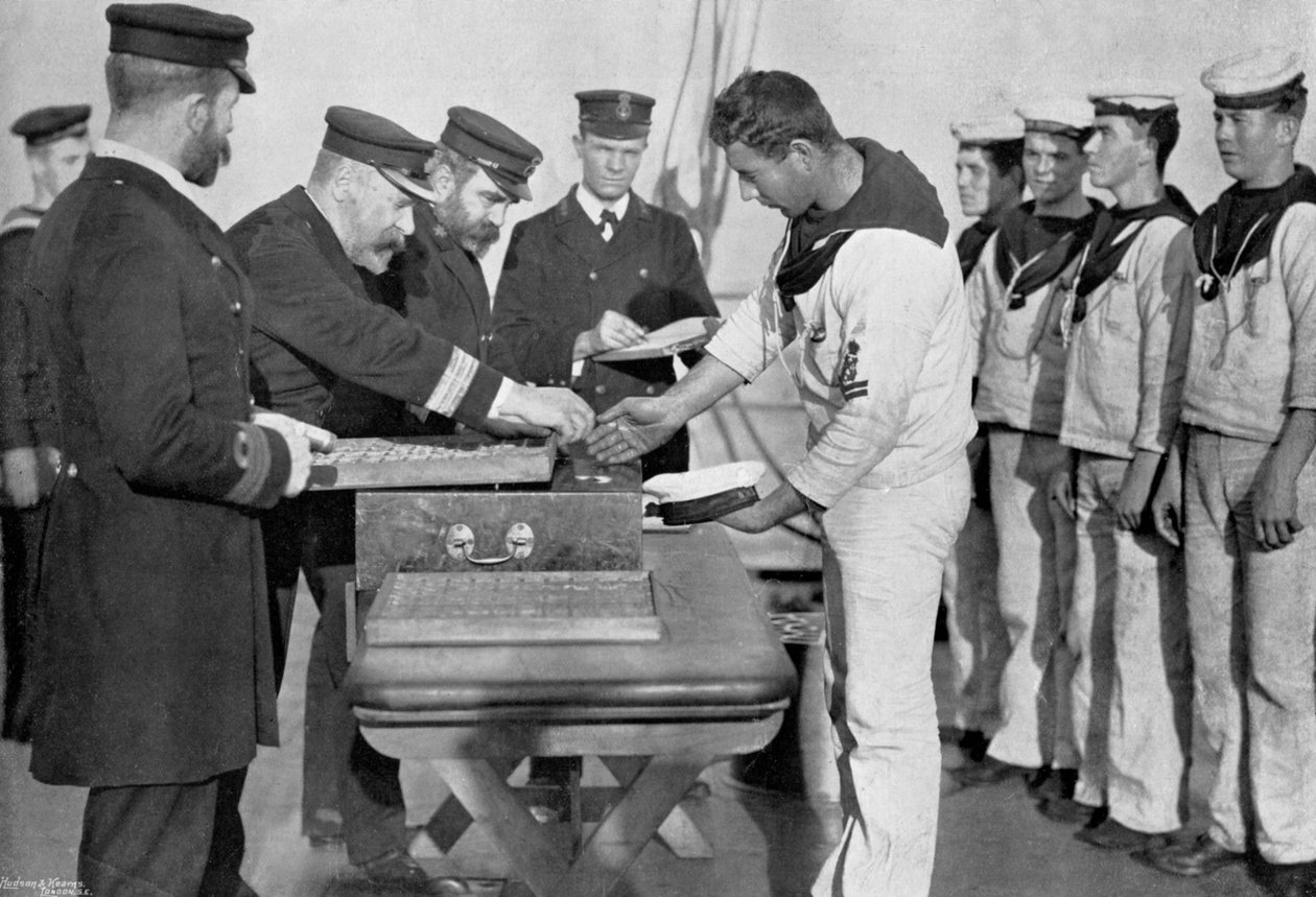 Uitbetaling aan boord van HMS Royal Sovereign, 1895 door Gregory and Co