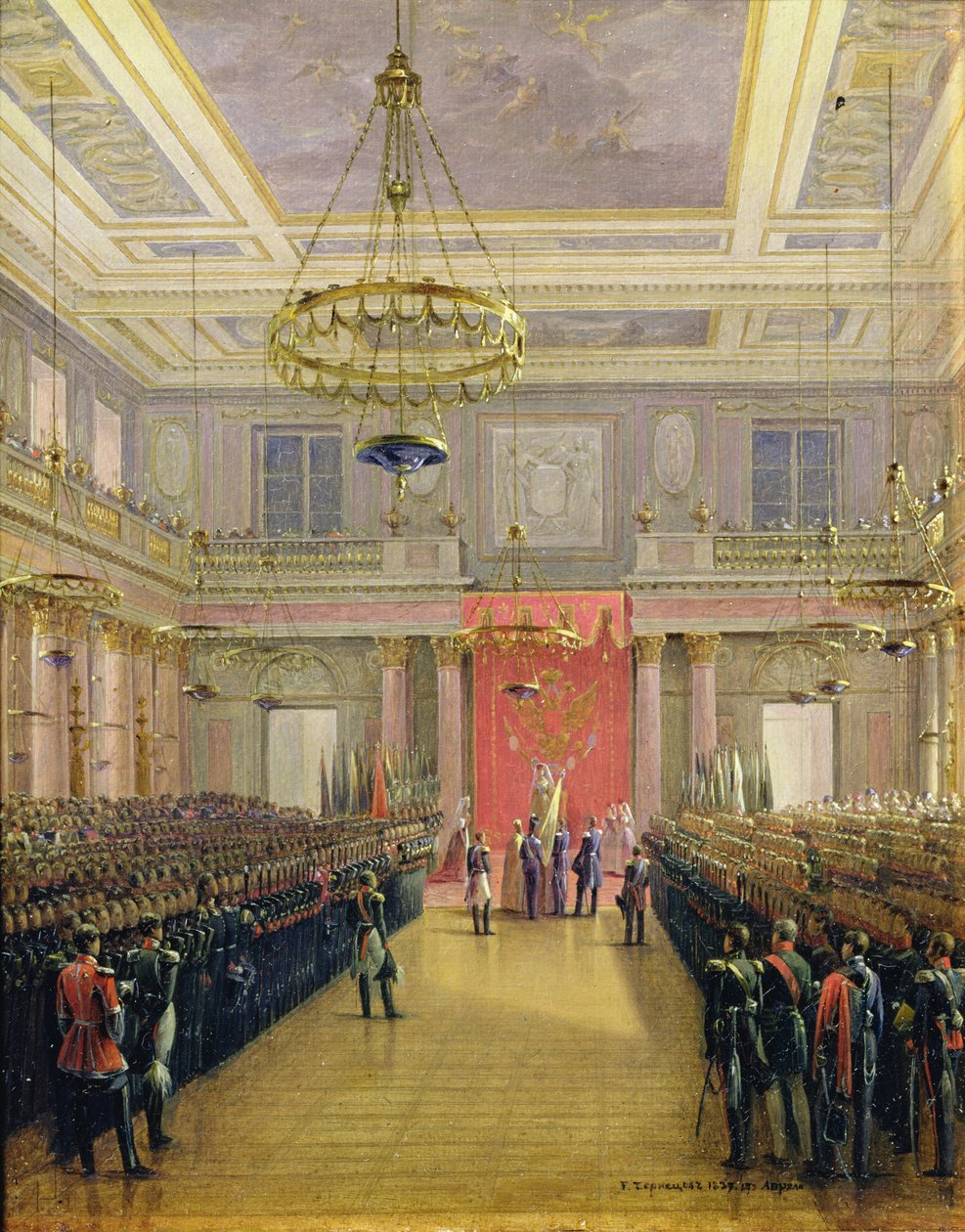 De Eed van de Troonopvolger Alexander II Nickolaevich in het Winterpaleis, 1837 door Grigori Grigor