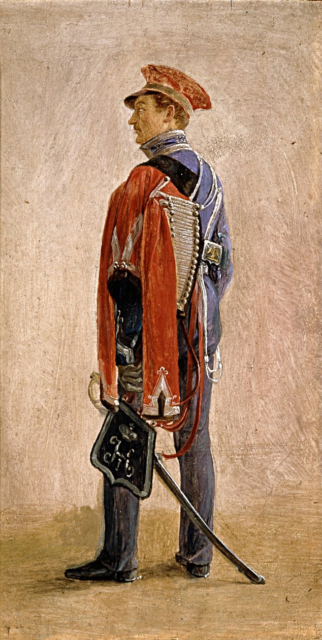 Portret van P.M. Kunitsky, Huzaar van het Huzarenregiment Willem, prins van Nassau door Grigori Grigorevich Chernetsov