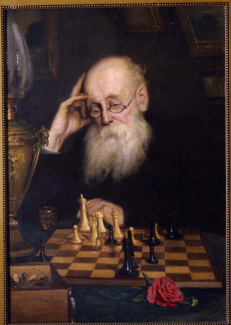 Schaken met zichzelf door Grigori Grigoryevich Myasoedov