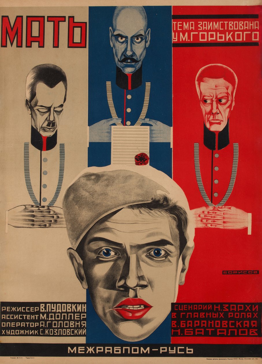 Filmposter Moeder naar M. Gorky, 1926 door Grigori Ilyich Borisov