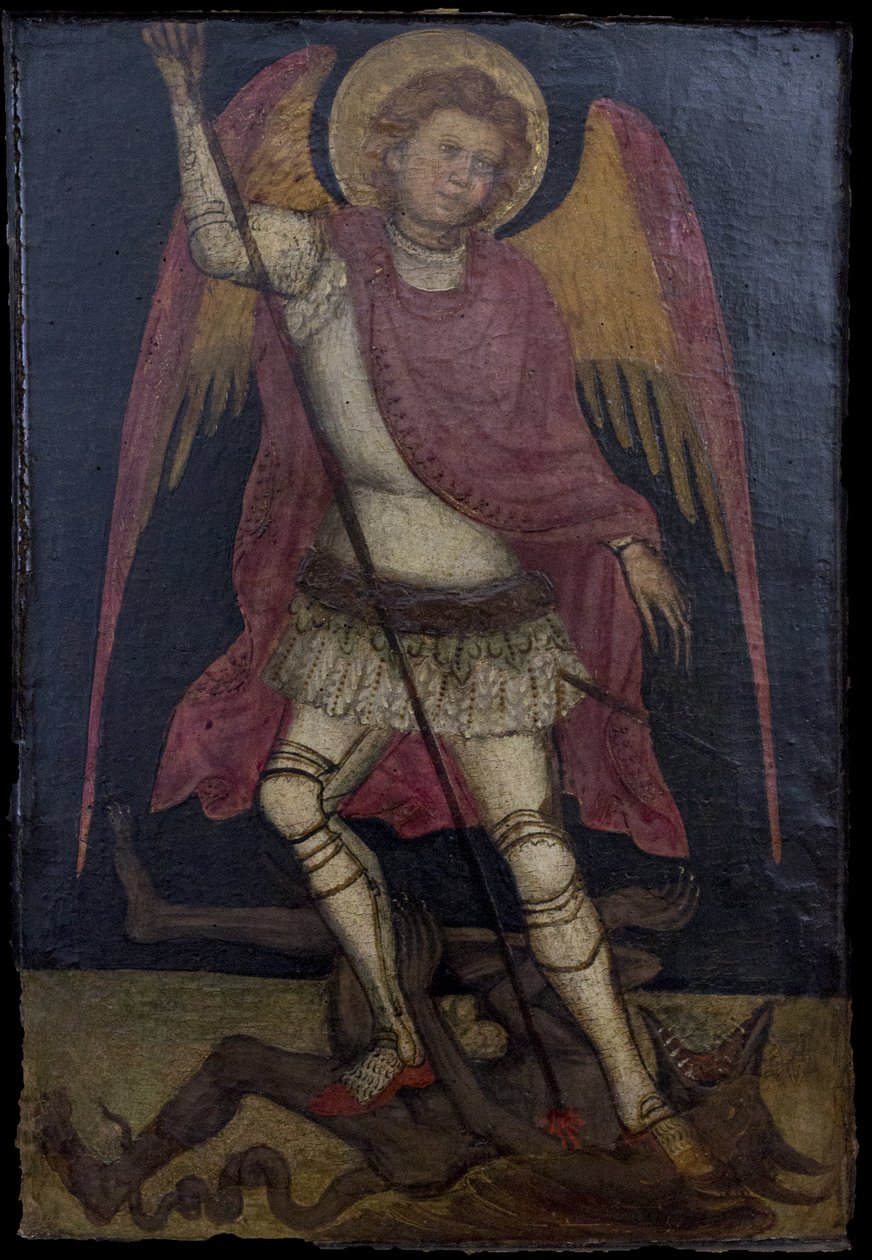 St Michael de Aartsengel vecht tegen Satan. door Guariento di Arpo