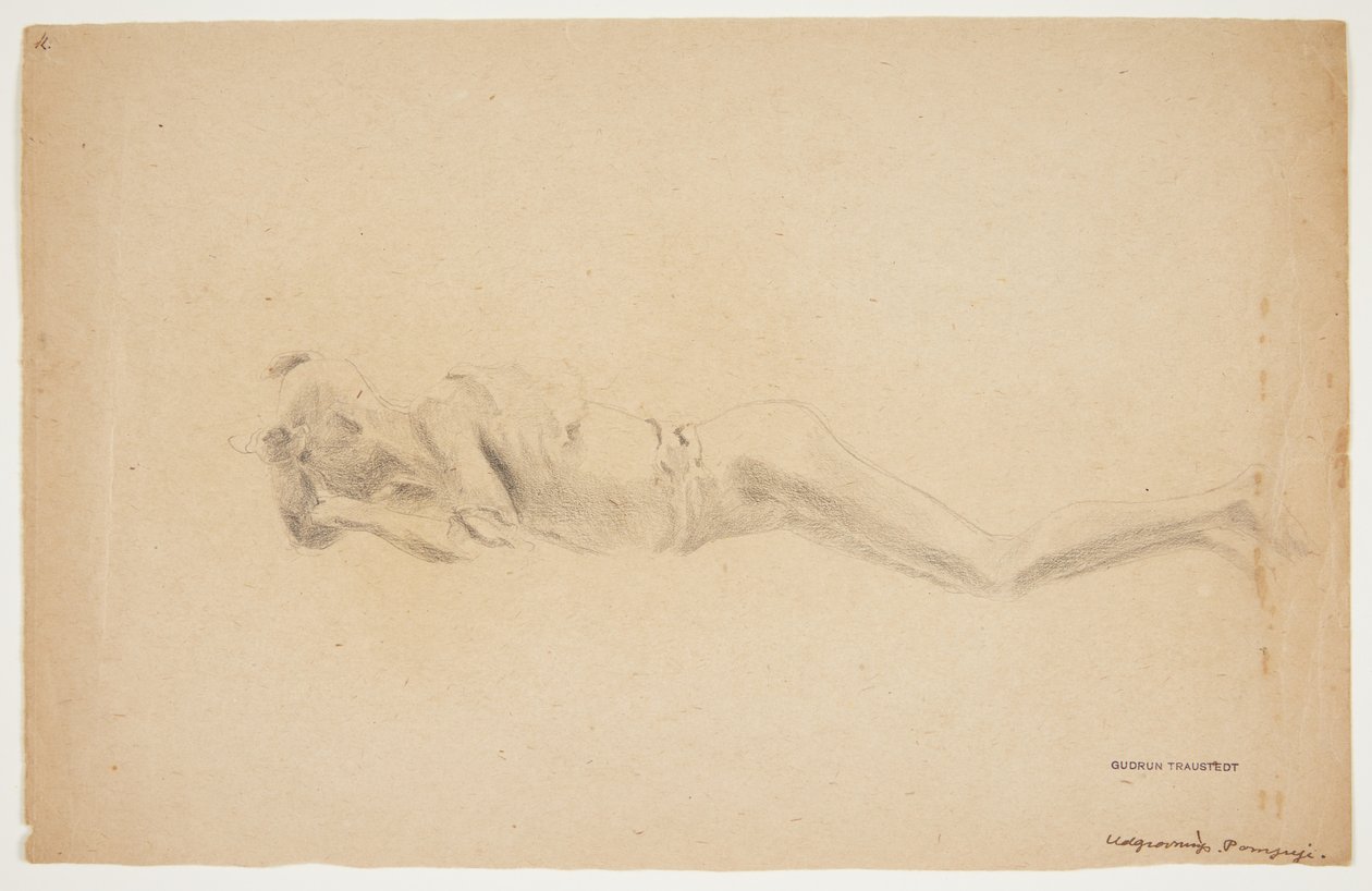 Studie van een gipsafgietsel uit Pompeii. Liggende man door Gudrun Traustedt