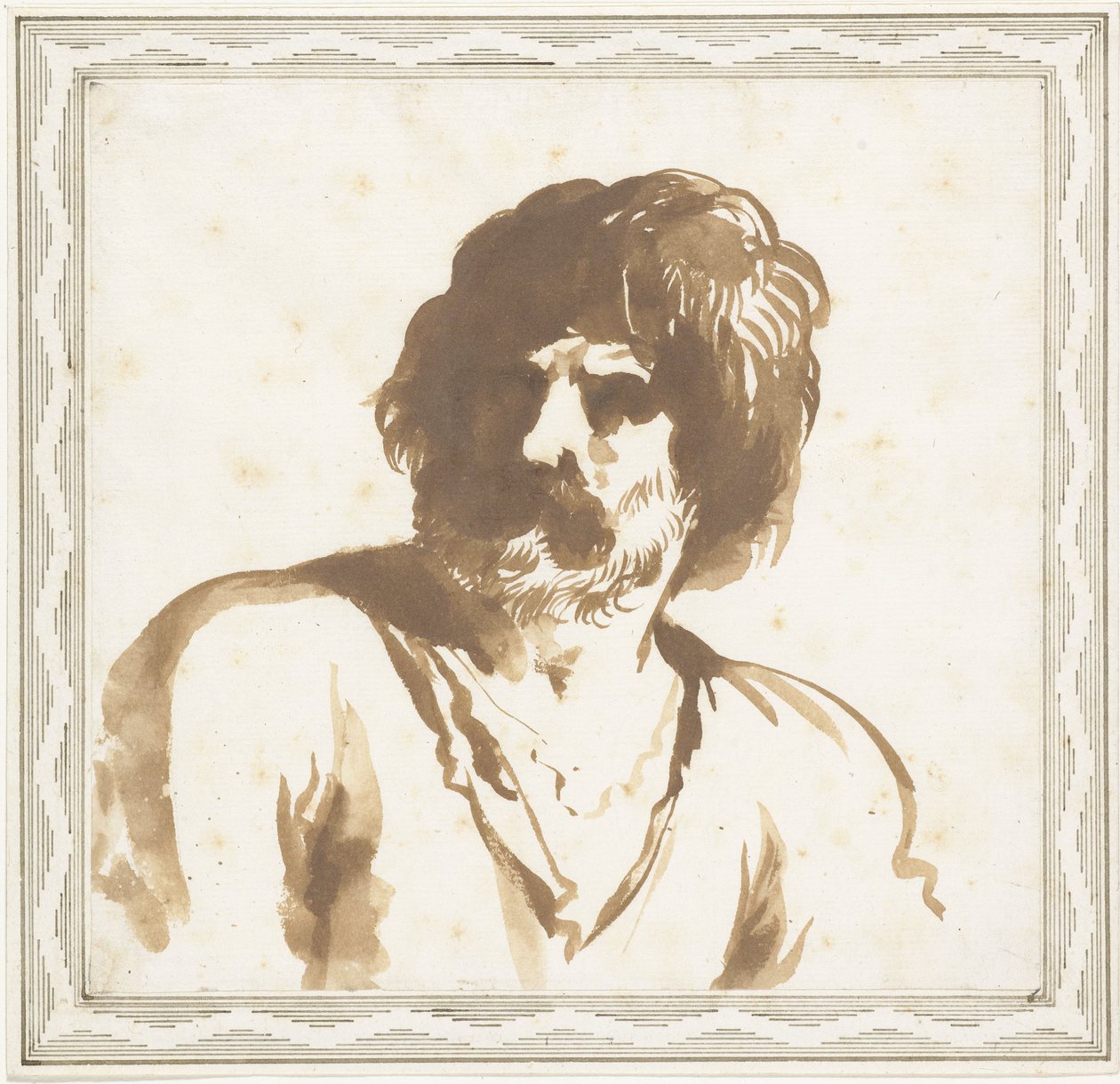 Buste van een man door Guercino (attributed to)