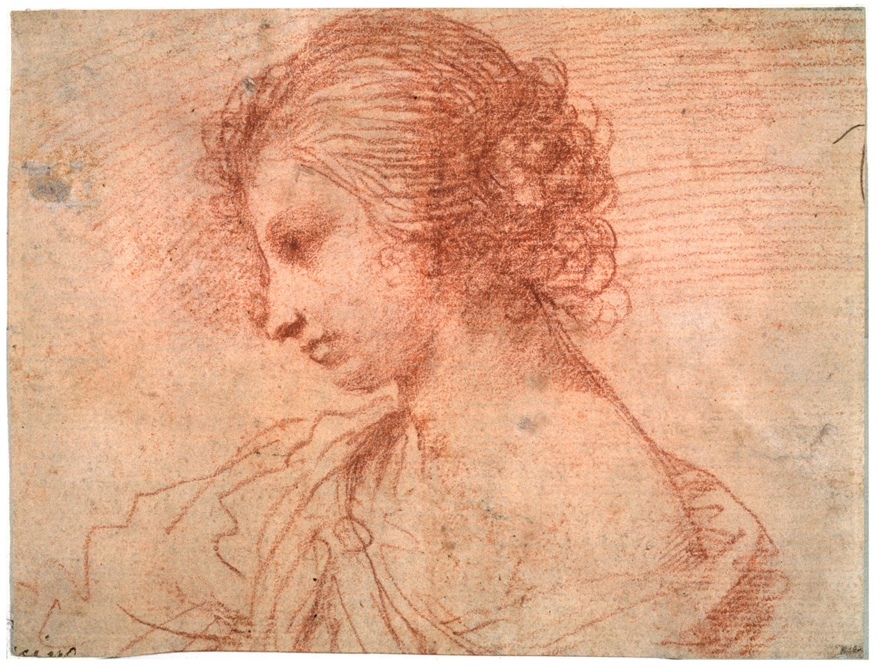 Borstportret van een jonge vrouw, 17e eeuw door Guercino