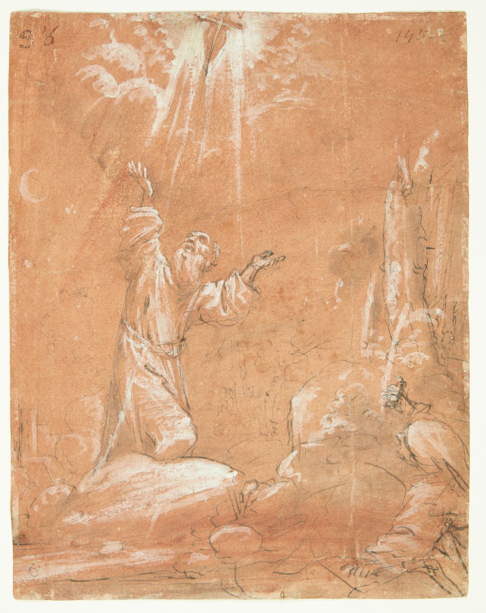 De heilige Franciscus van Assisi ontvangt de stigmata door Guercino