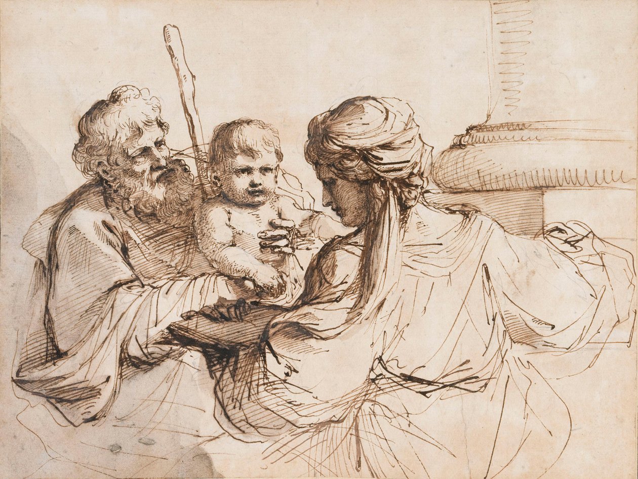 De Heilige Familie door Guercino