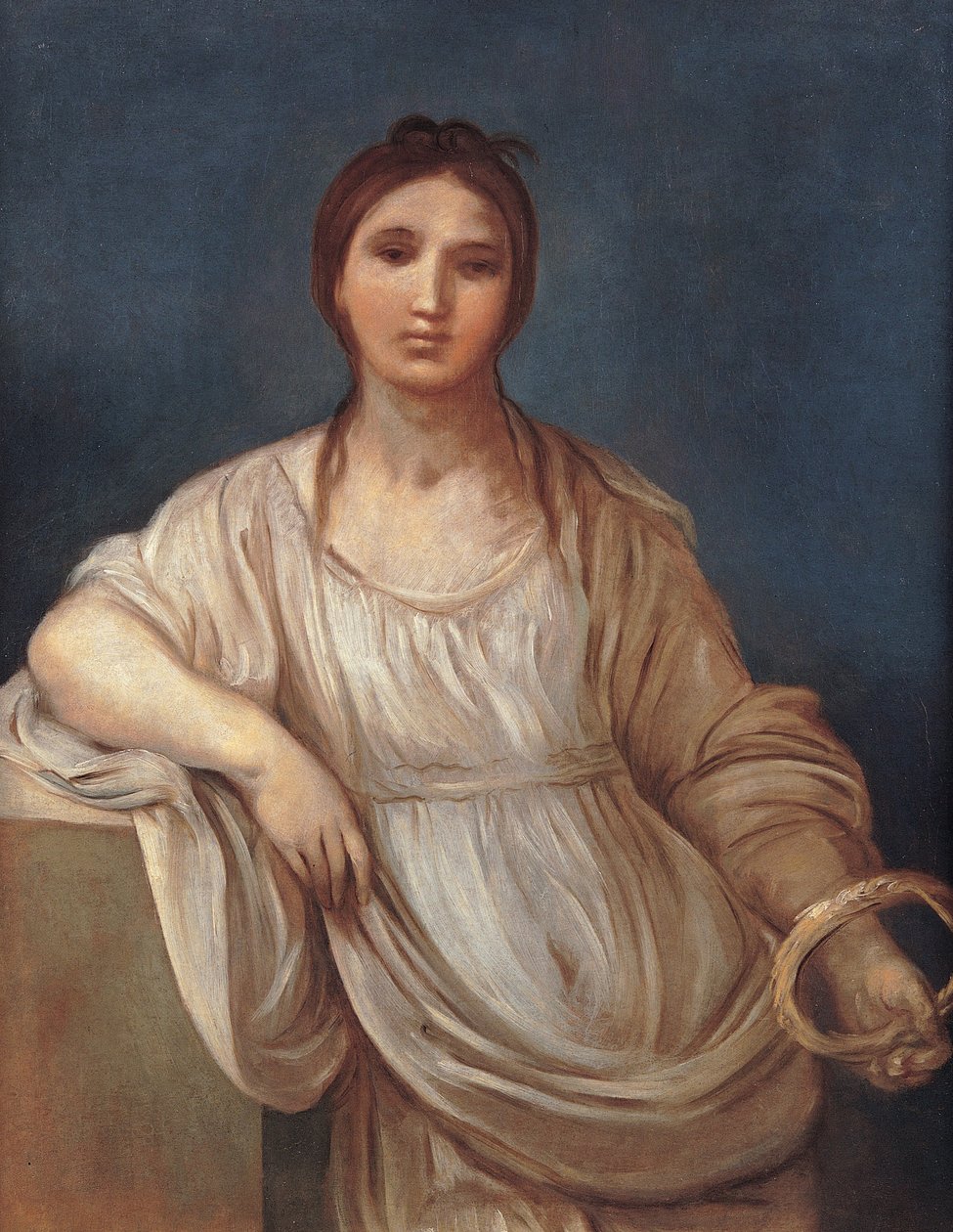 Portret van een meisje met een kroon door Guido Reni
