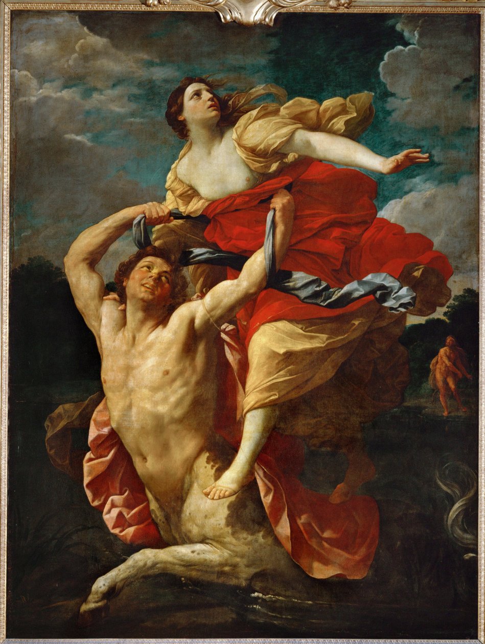 Dejaneira ontvoerd door de centaur Nessus ... door Guido (follower of) Reni