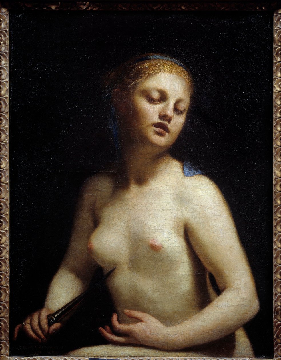 Lucrece stierf. Lucrece (Lucrezia, Lucretia, Romeinse dame) was het slachtoffer van geweld door zijn neef Sextus Tarquin, de zoon van Tarquin de Superbe. Lucrece stuurde naar haar vader en echtgenoot (Collatinus) en arriveerde met Lucius Junius Brutus, de  door Guido Cagnacci