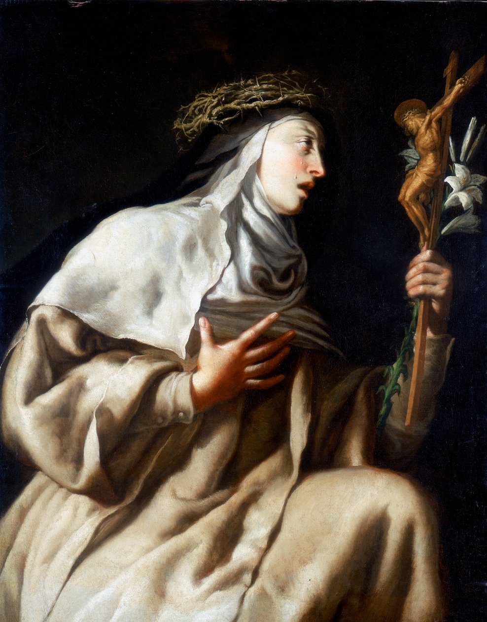 St. Teresa van Avila voor het kruis door Guido Cagnacci