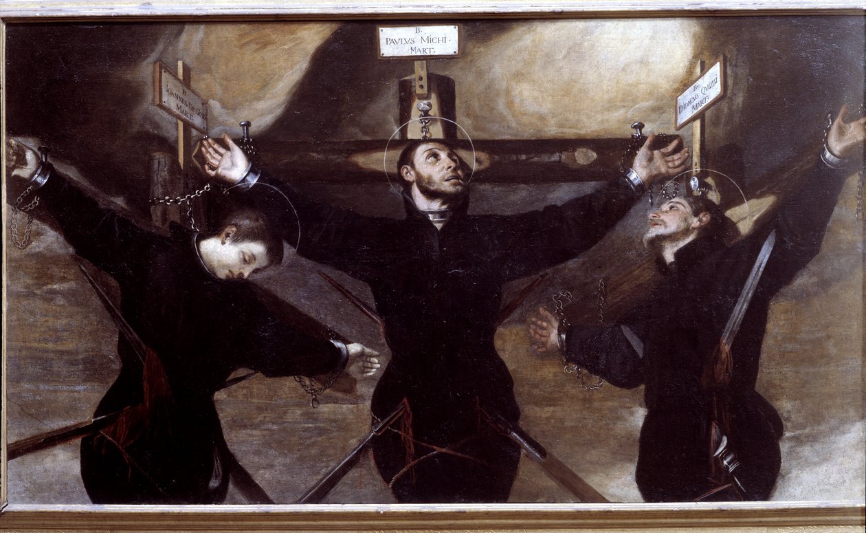 Drie jezuïetenmartelaren van Japan door Guido Cagnacci