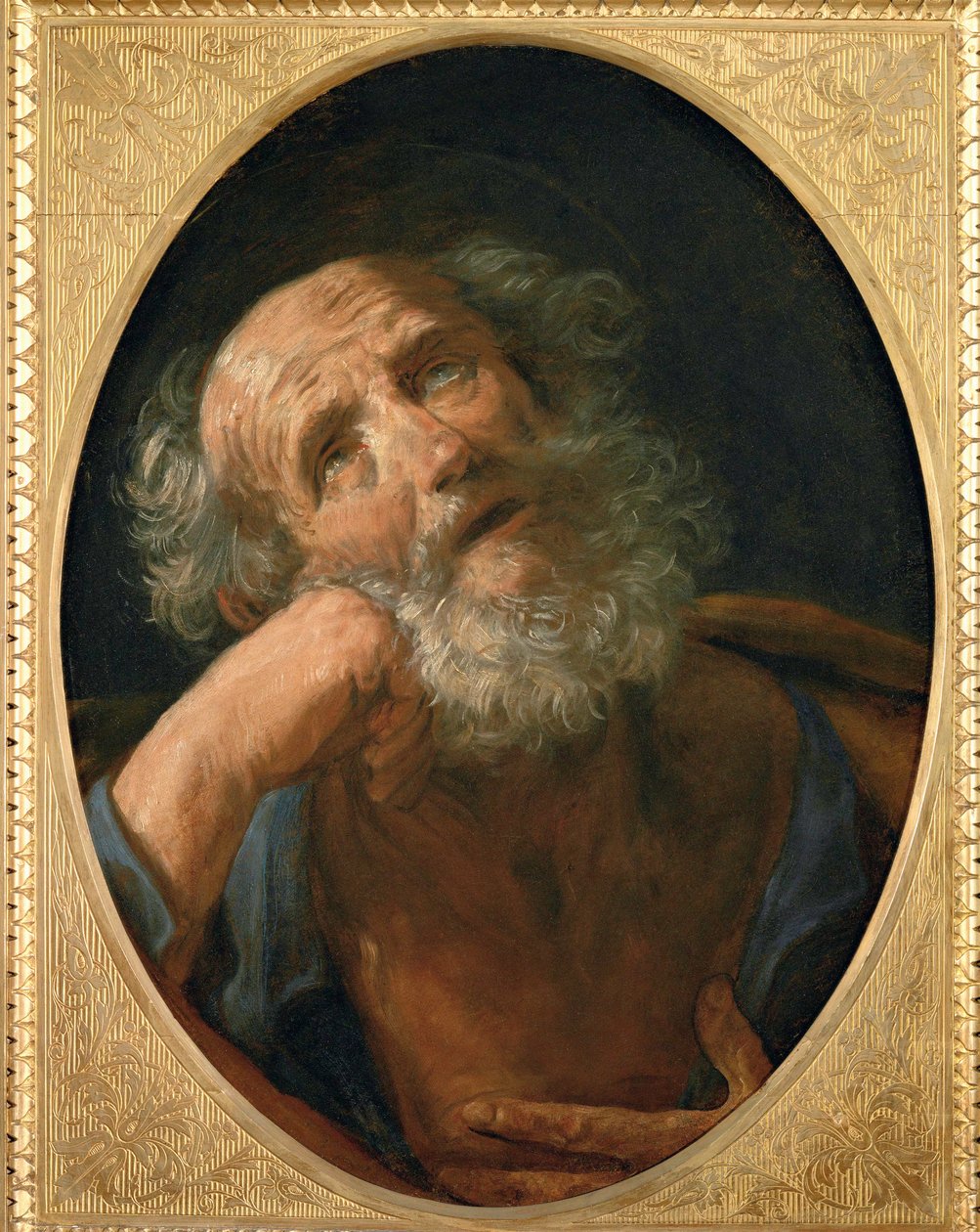 De boetvaardige Petrus - Der reuige Petrus ... (schilderij op doek) door Guido Reni