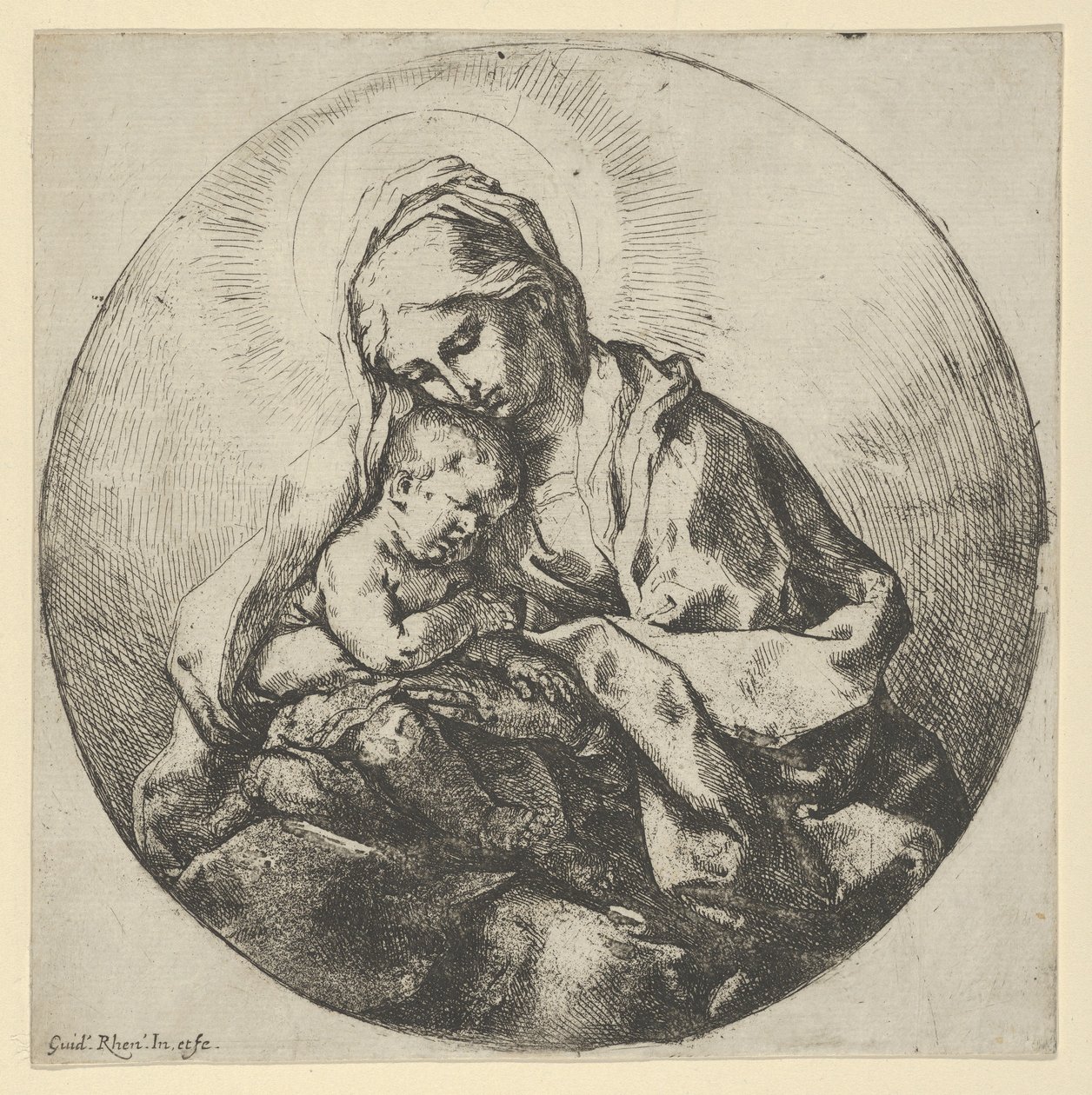 De Maagd die het kind Christus vasthoudt met de vingers van haar rechterhand verborgen, ca. 1600-1640 door Guido Reni