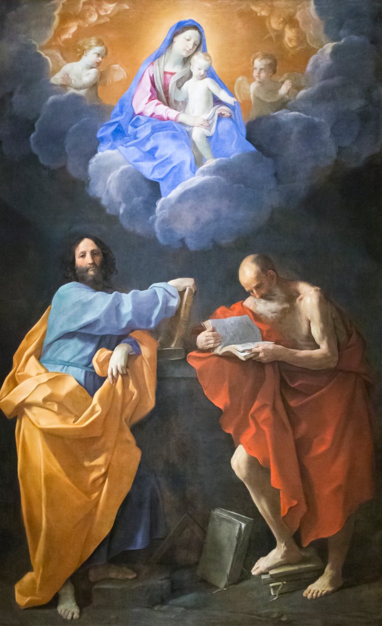 Maagd in Glorie met Heiligen Thomas en Jerome door Guido Reni