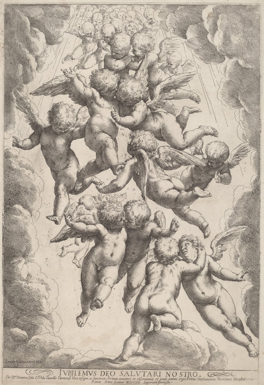 Engelen in Glorie door Guido Reni, after Luca Cambiaso