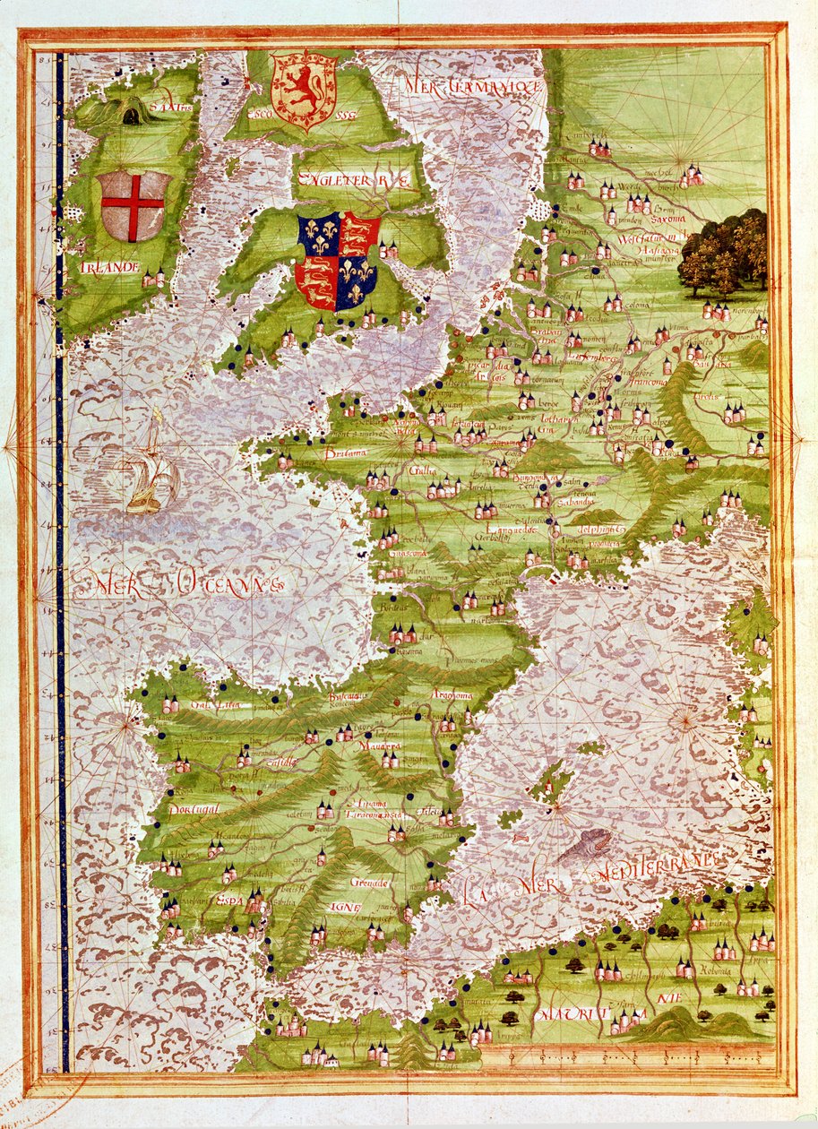 Fol.9v Kaart van West-Europa, uit 