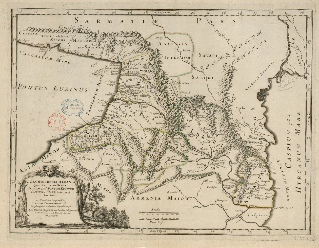 Colchis, Iberia, Albania quae q., Caucasiae gentes, istmum quod Pontum door Guillaume Sanson