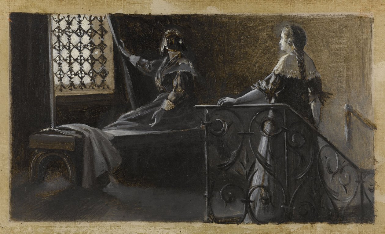 Ethel en de gesluierde vrouw, ca. 1889 (olieverf op doek) door Guillaume Albert Demarest