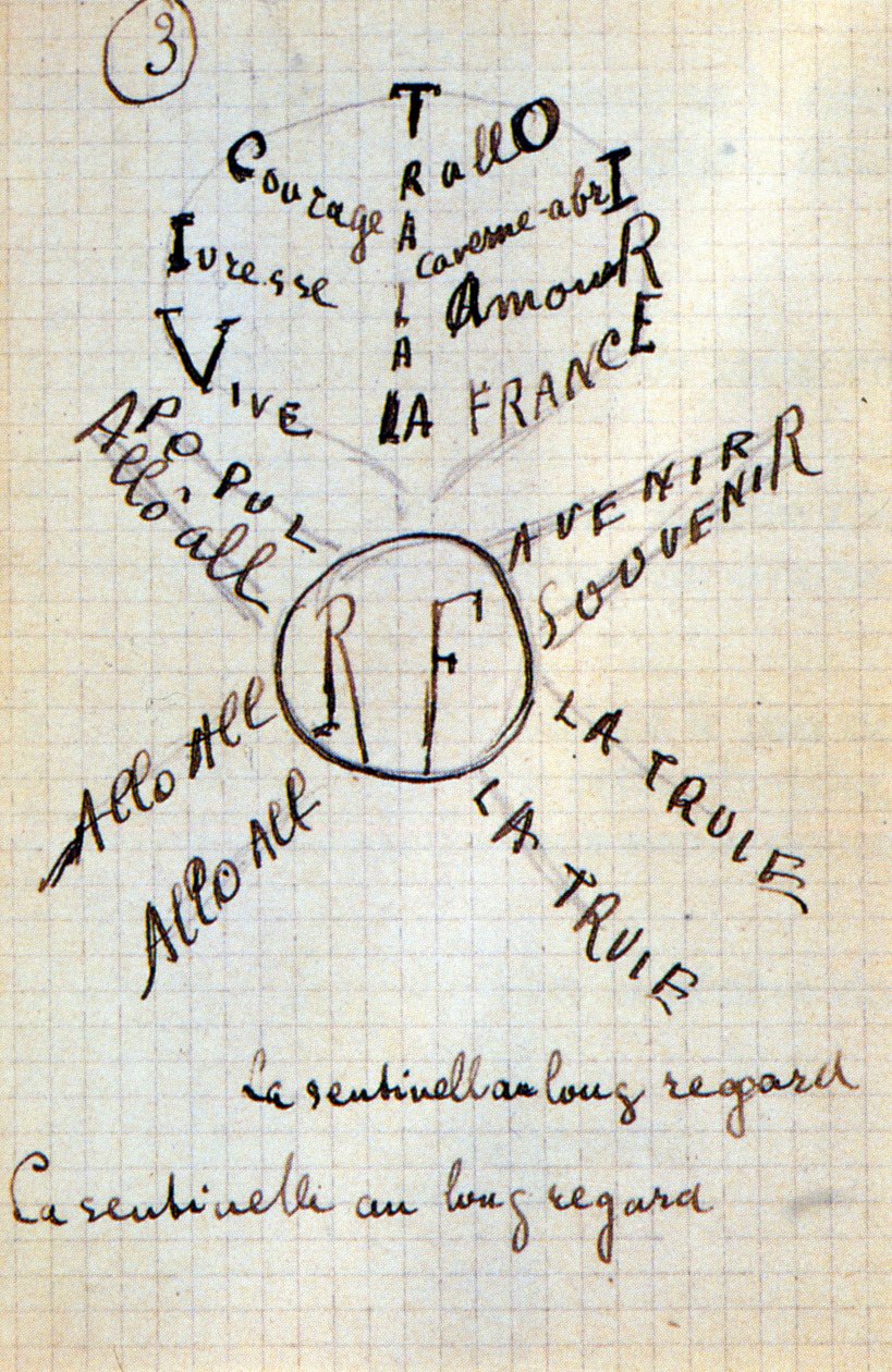 Calligram door Guillaume Apollinaire - in 