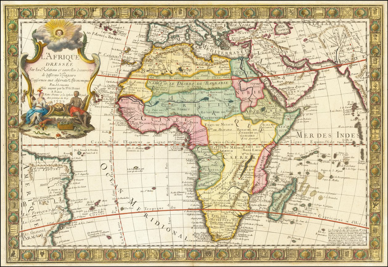 1732 kaart van Afrika door Guillaume Danet door Guillaume Danet