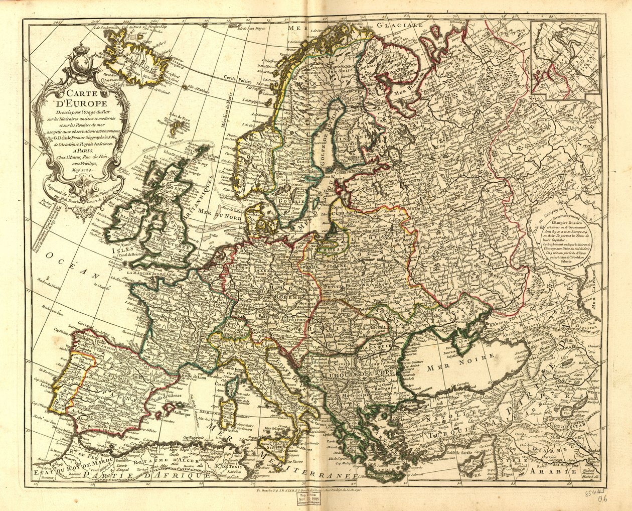 Kaart van Europa. LOC 97683588 door Guillaume Delisle