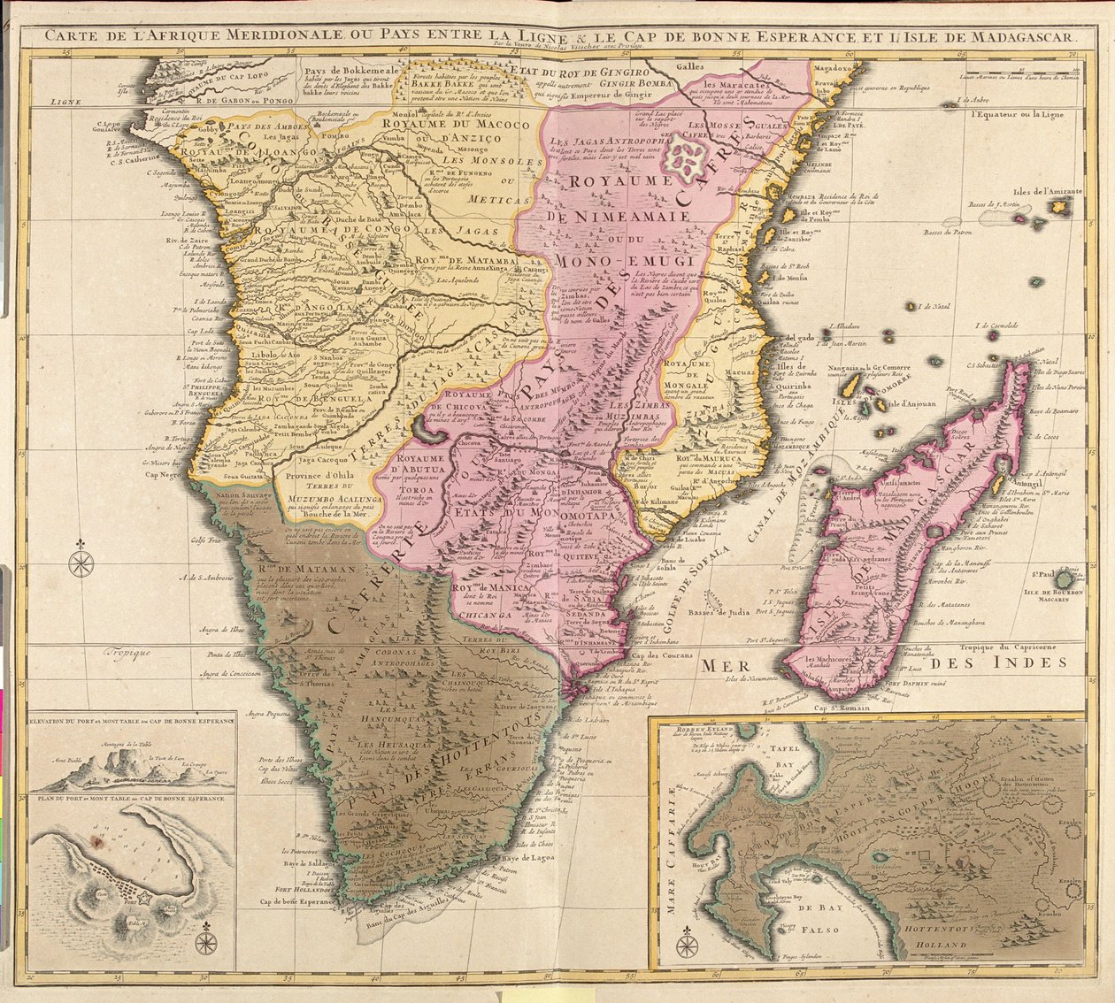 Zuid-Gabon, groot deel van Republiek Congo (uitgezonderd noorden), groot deel van Democratische Republiek Congo (uitgezonderd noorden), groot deel van Oeganda (uitgezonderd noorden), groot deel van Kenia (uitgezonderd noorden), Zuid-Somalië, Rwanda, Burund door Guillaume Delisle