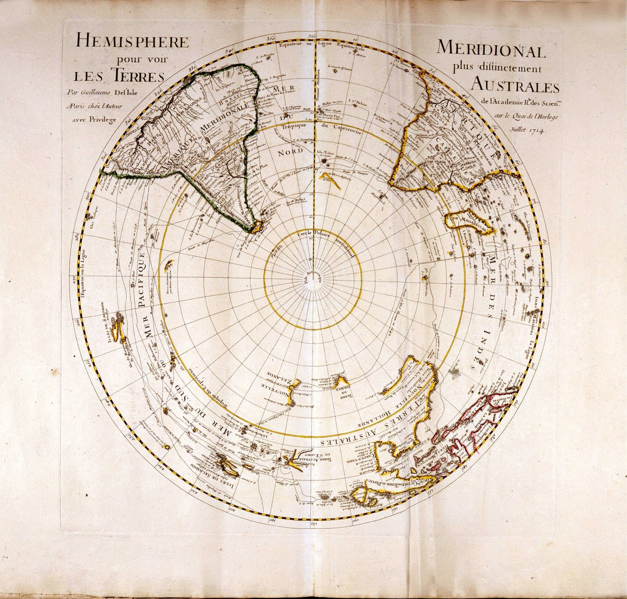 Zicht op de Zuidpool (Antarctische) pool Atlas door Guillaume Delisle (1675-1726), geograaf door Guillaume Delisle