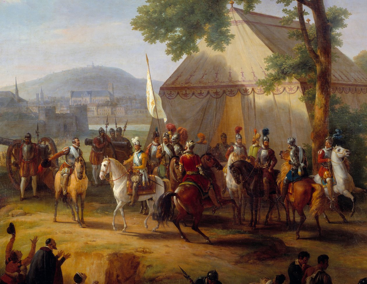 Koning Hendrik IV verlaat zijn tent (detail) door Guillaume Frederic Ronmy