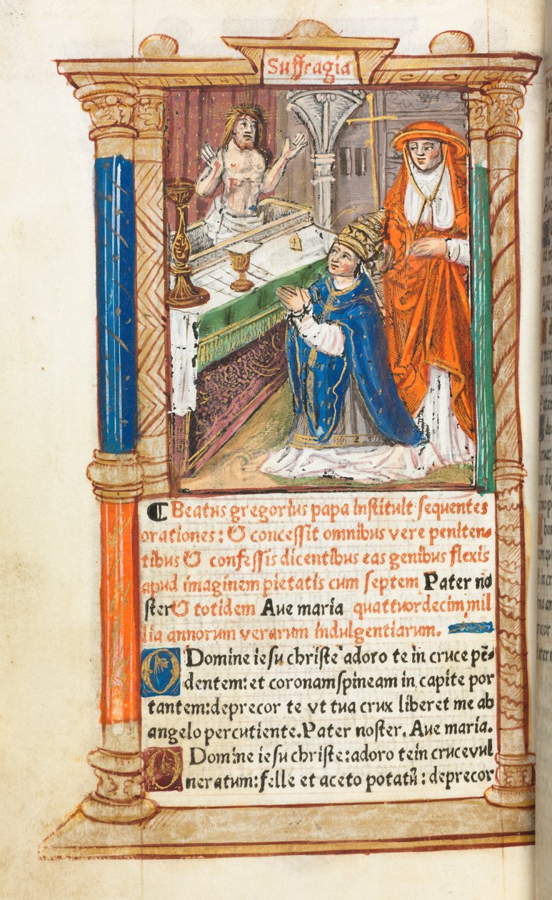 Getijdenboek (Gebruik van Rome): fol. 96v, Mis van Sint Gregorius door Guillaume Le Rouge