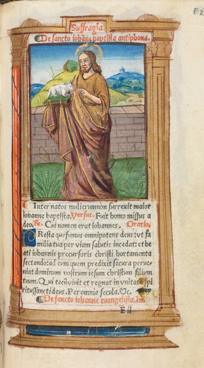 Getijdenboek (Gebruik van Rome): fol. 98r, Sint Johannes de Doper door Guillaume Le Rouge