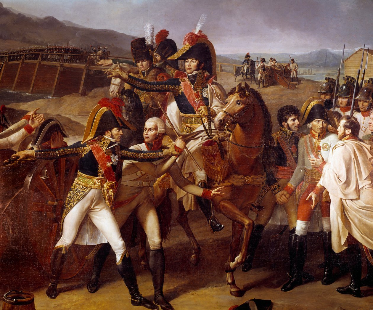 Verrassing van de brug van Tabour aan de Donau 14/11/1805 (Detail) door Guillaume Lethiere