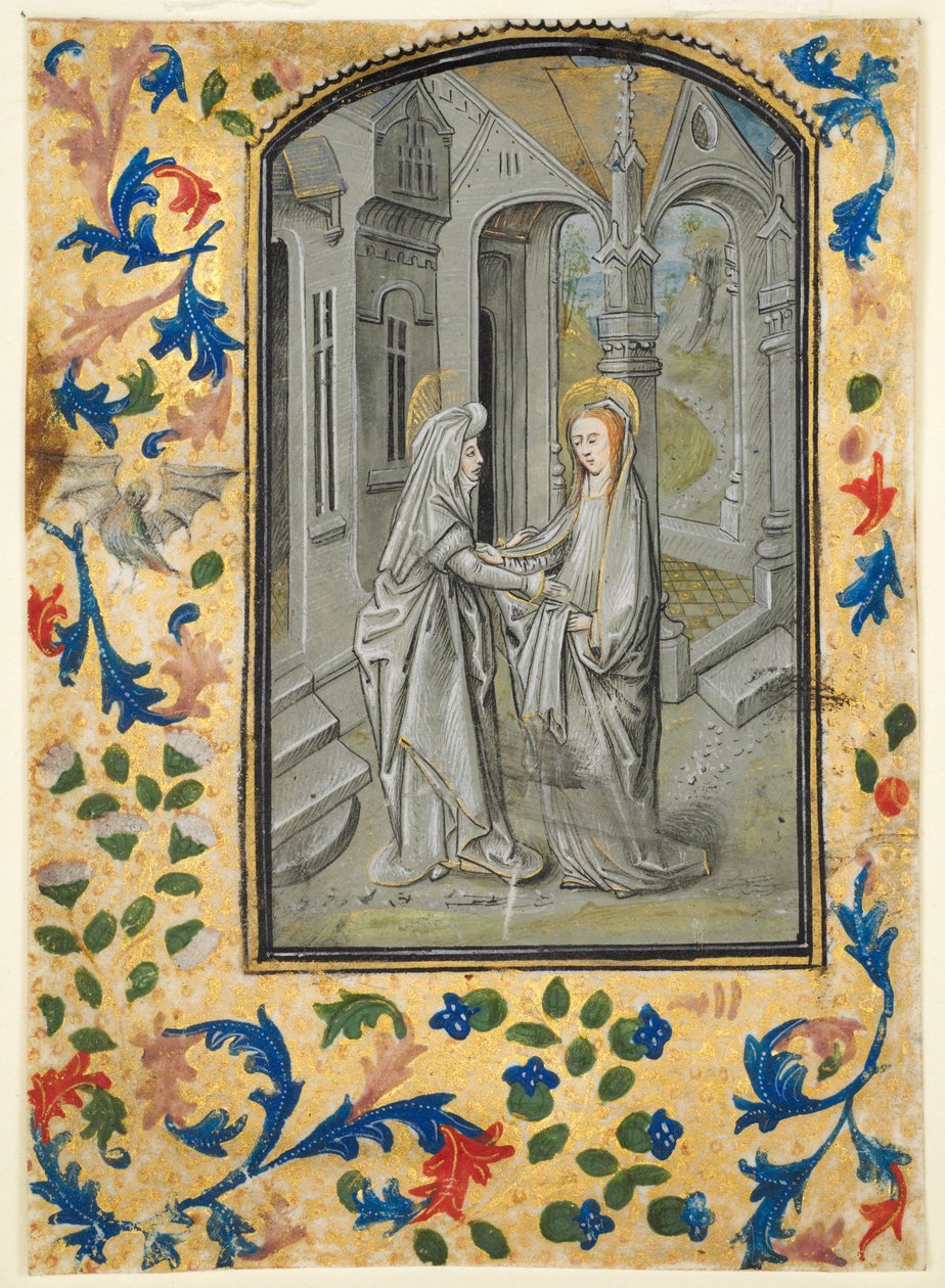 Blad uit een Getijdenboek: Aankondiging aan de herders, ca. 1470-1480 door Guillaume Vrelant
