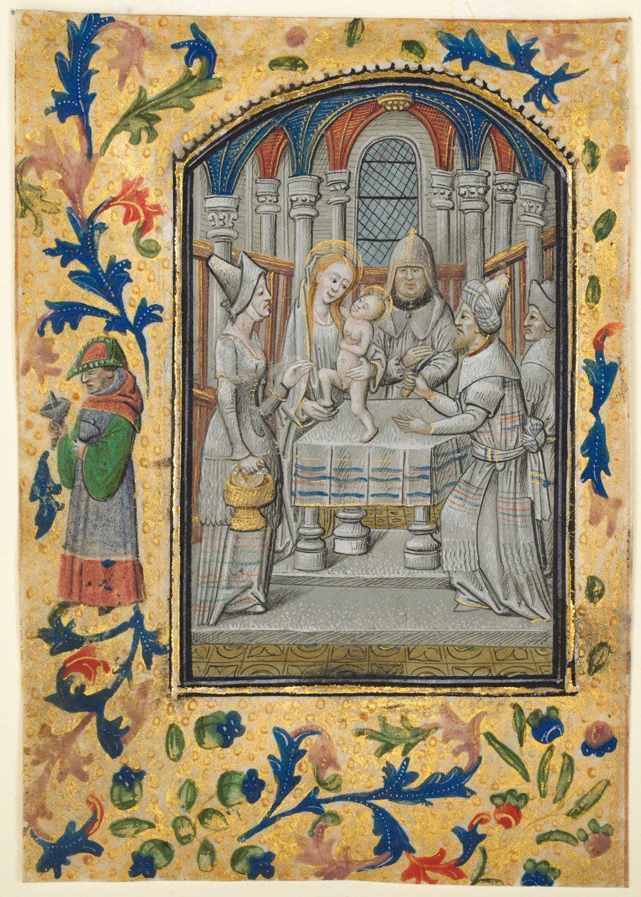 Blad uit een Getijdenboek: Presentatie in de Tempel door Guillaume Vrelant