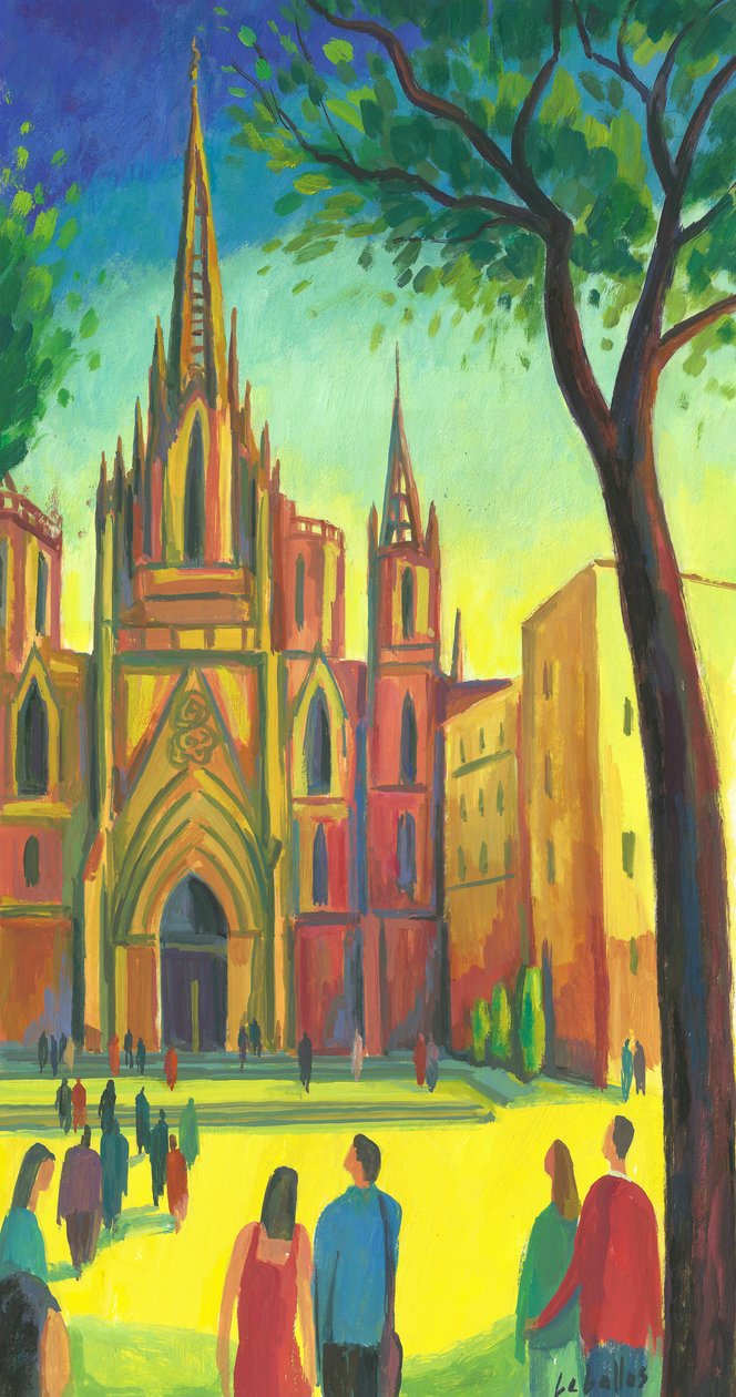 Kathedraal van Barcelona, 2013 (gouache op papier) door Guillermo Martí Ceballos
